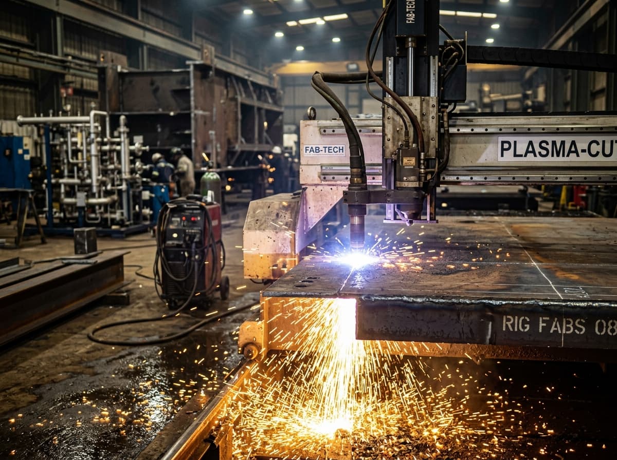 Industrial automated cutting and heavy welding fabrication for rig overhauls