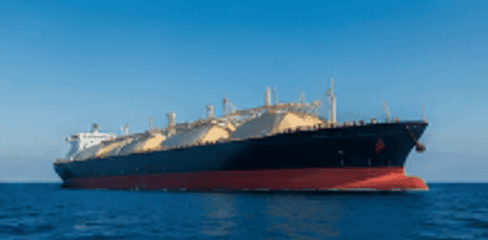 Large LNG carrier vessel navigating offshore waters